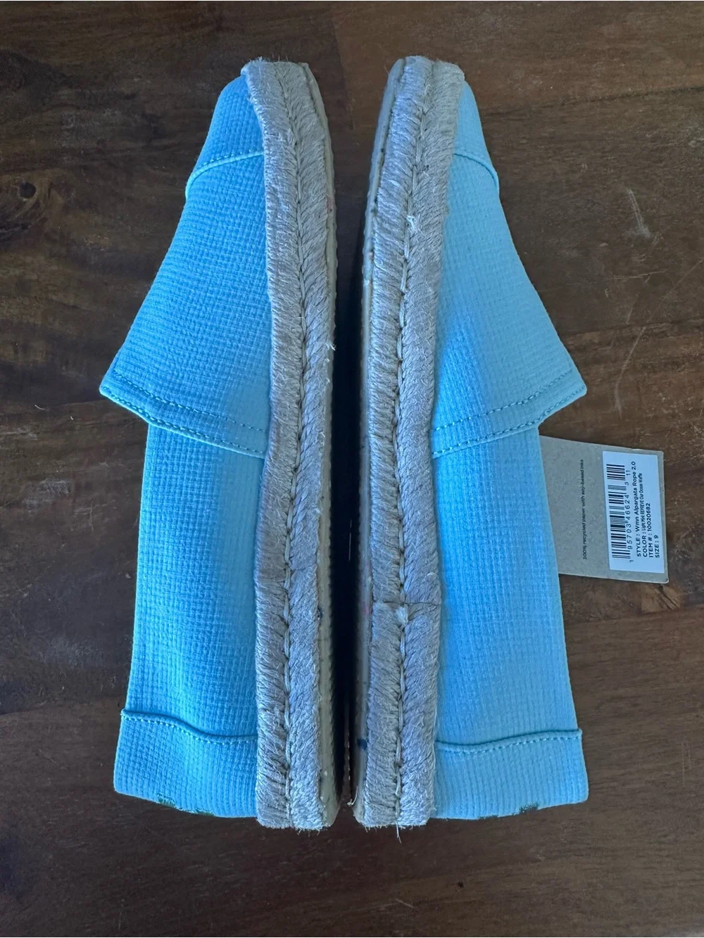 TOMS Alpargata light Mint Canvas Espadrille Slip-On Shoes size‎ 9 NWT